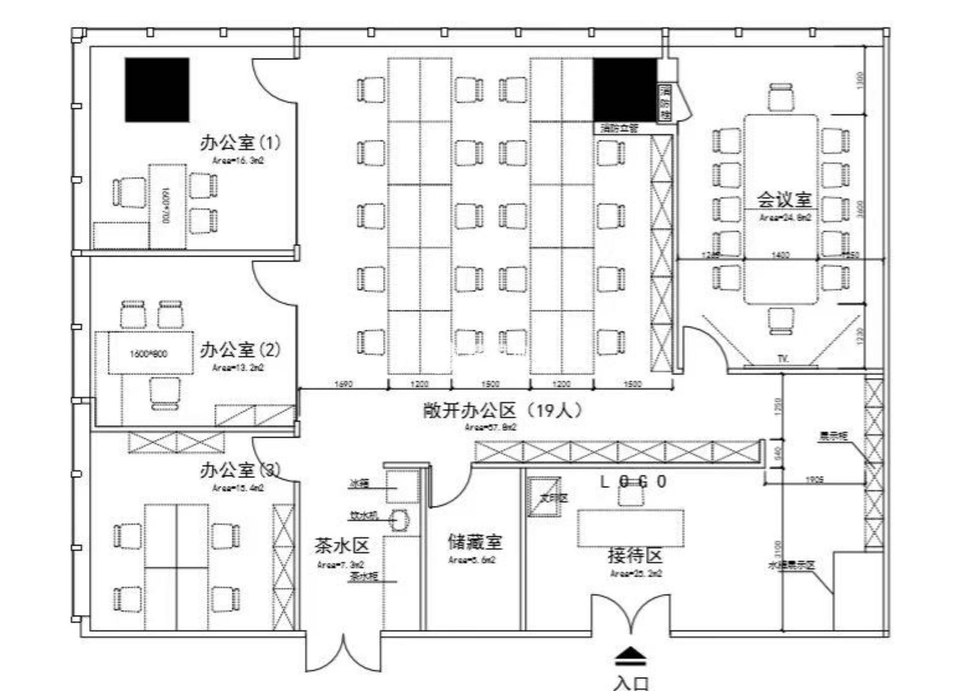 五角场中航天盛255平米写字楼出租