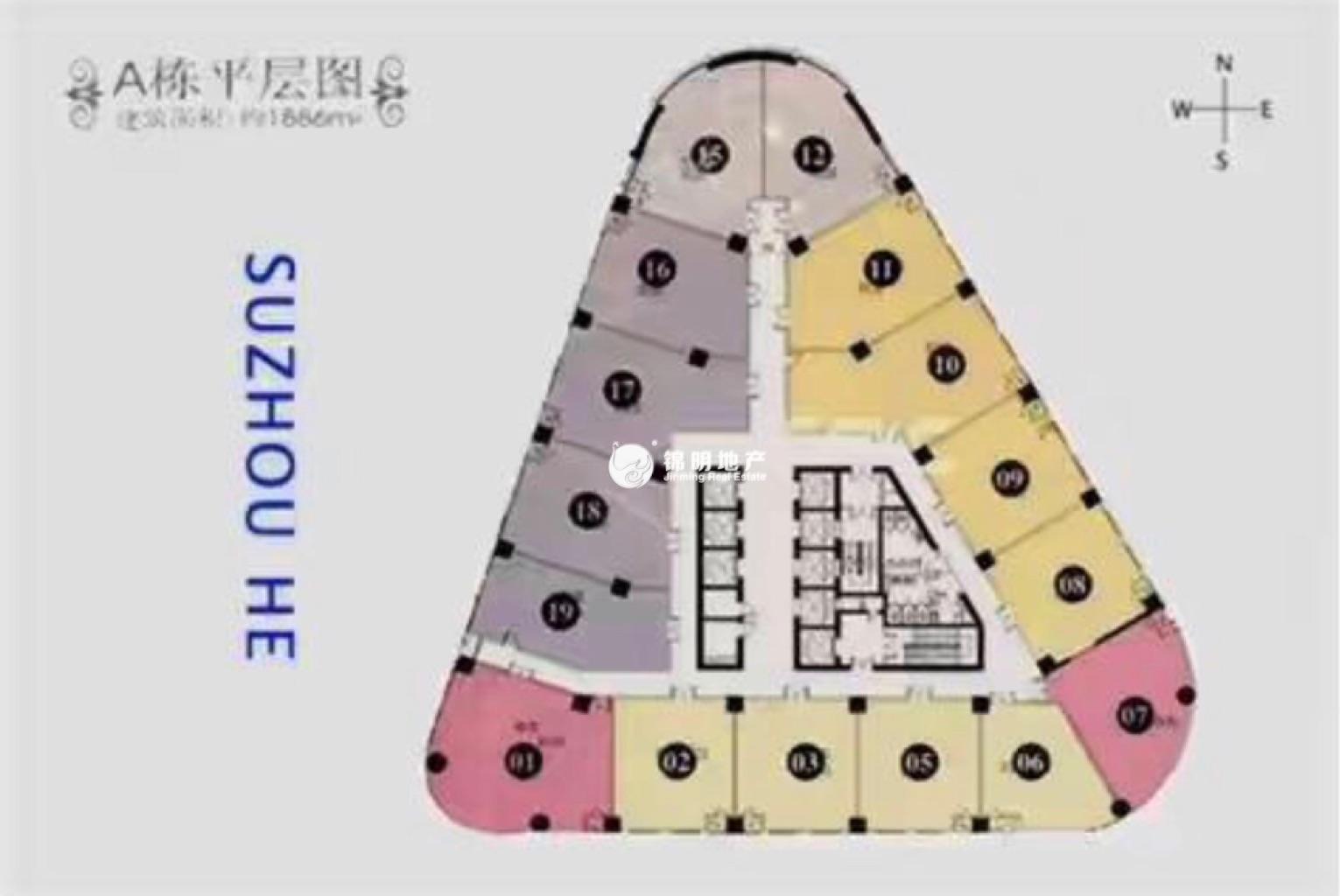 不夜城苏河1号110平米写字楼出租