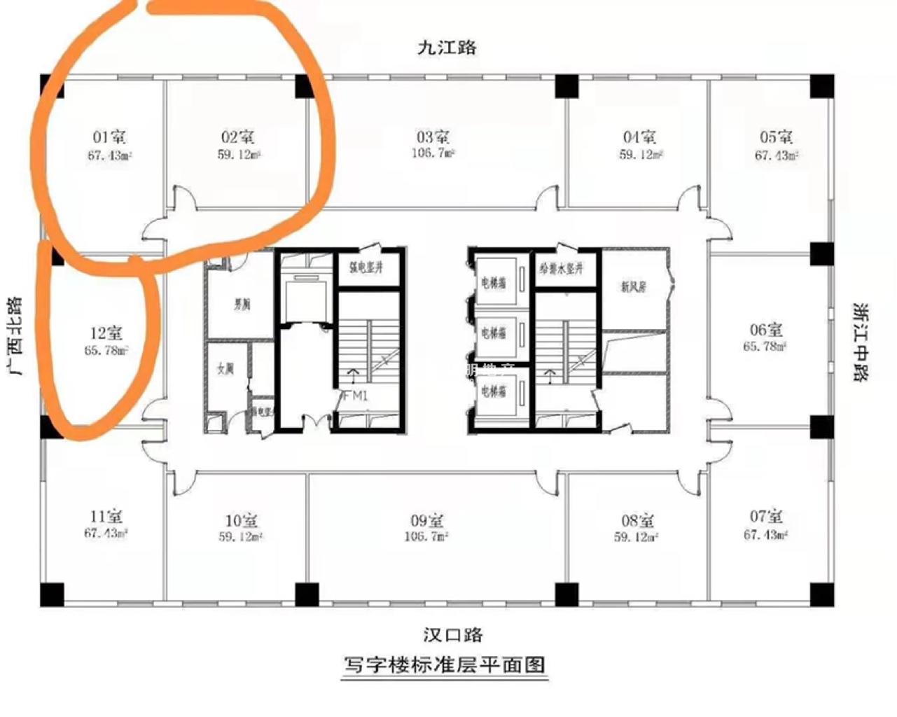 南京东路亚洲大厦60平米写字楼出租
