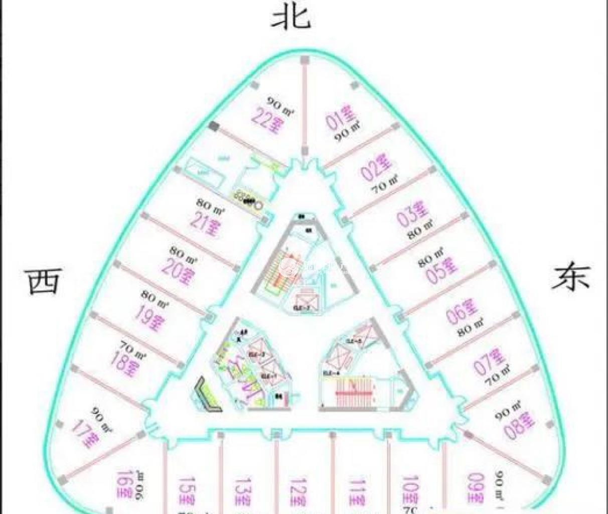 长征绿洲中环中心90平米写字楼出租