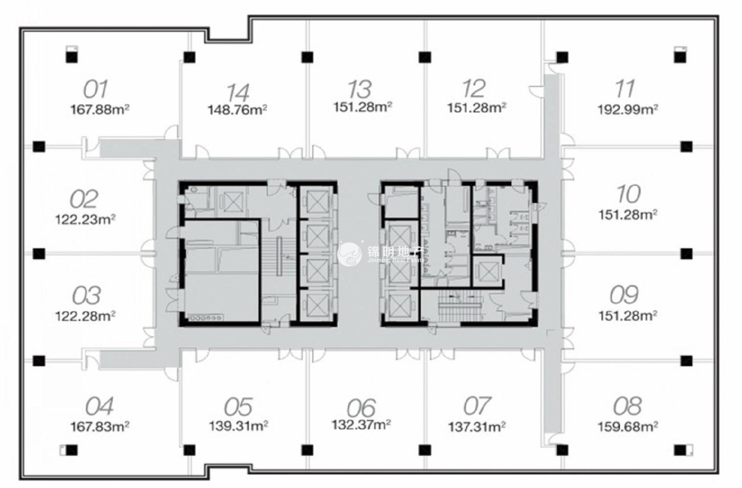 龙华上海绿地中心一期145平米写字楼出租