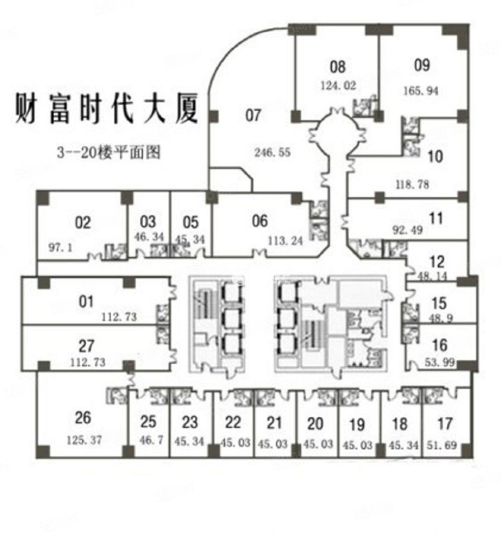 长寿路财富时代大厦217平米写字楼出租