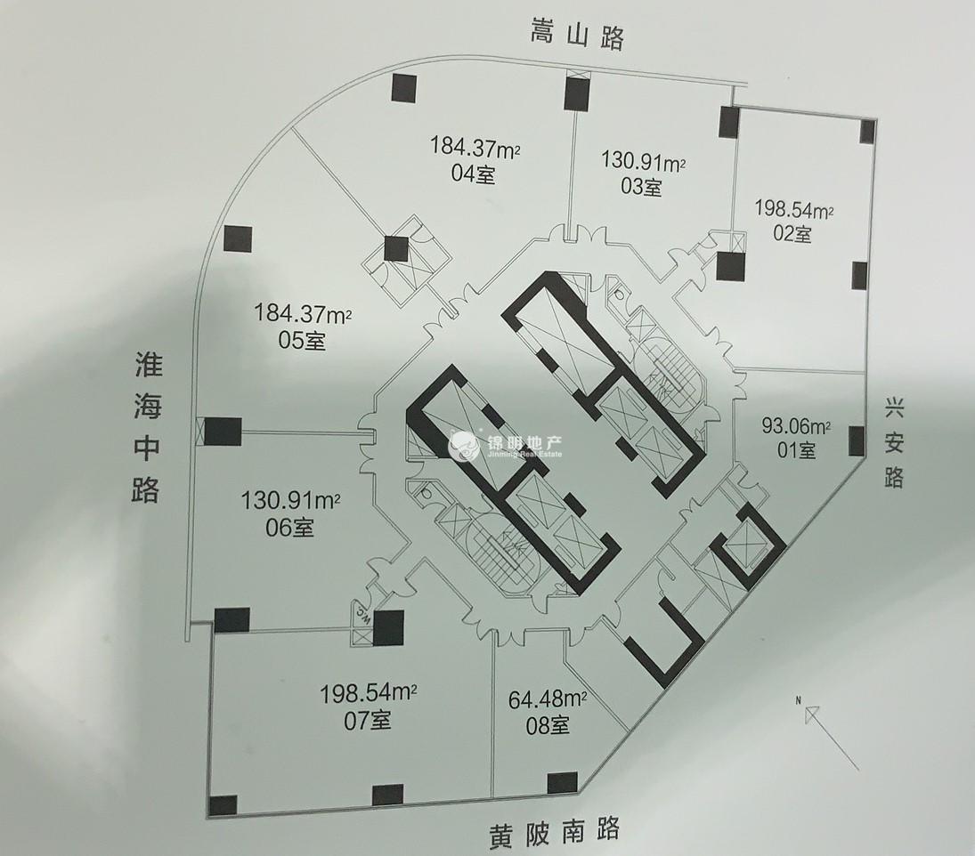 淮海中路香港广场133平米写字楼出租