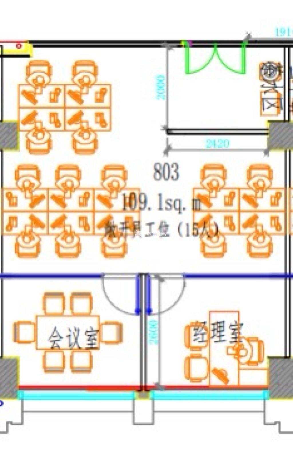 真如高尚领域109平米写字楼出租