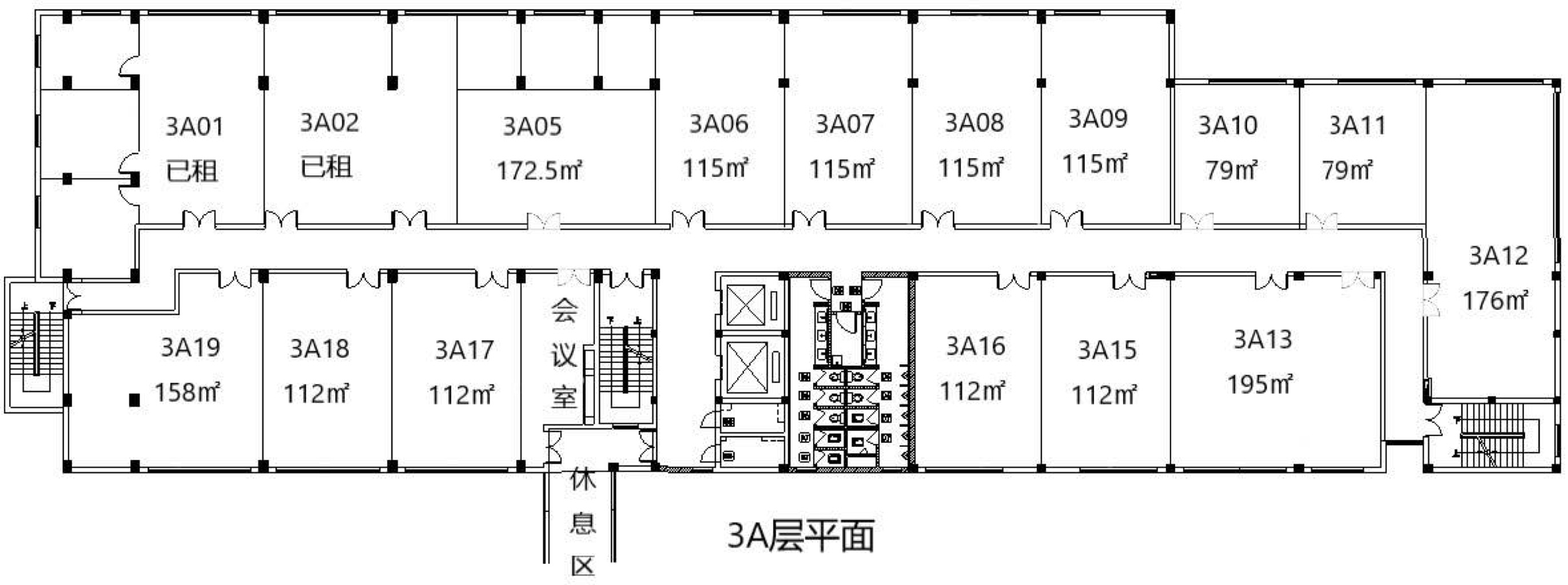 不夜城金岸610创意园112平米写字楼出租