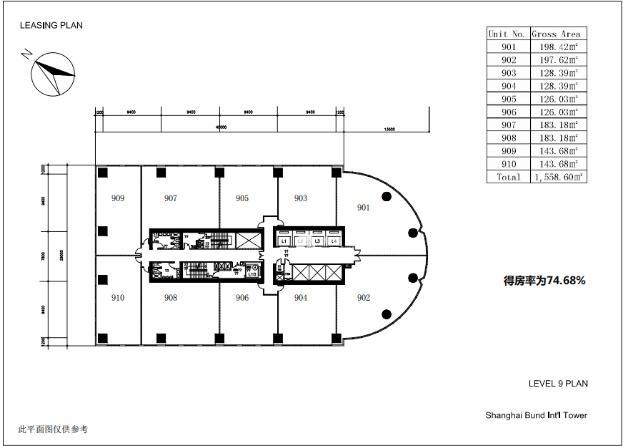 北外滩上海滩国际大厦1558平米写字楼出租