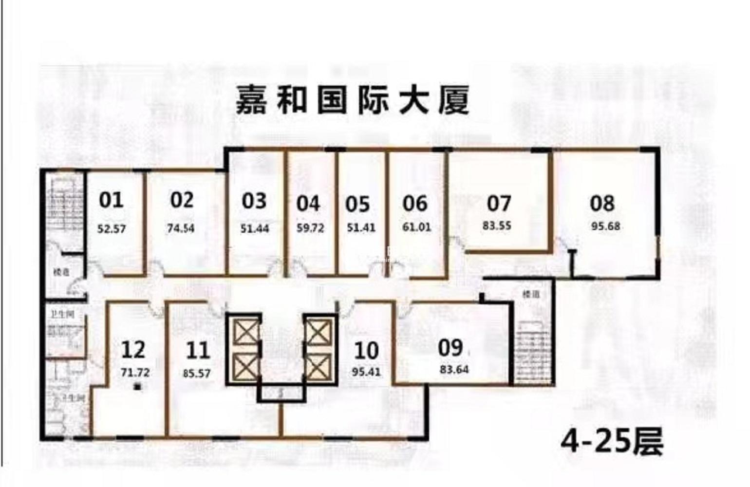 鲁迅公园嘉和国际大厦49平米写字楼出租