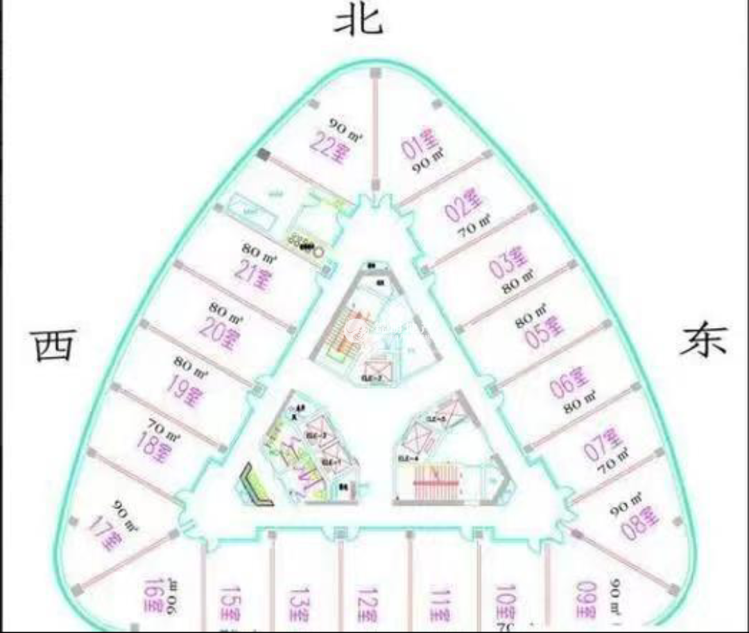长征绿洲中环中心70平米写字楼出租