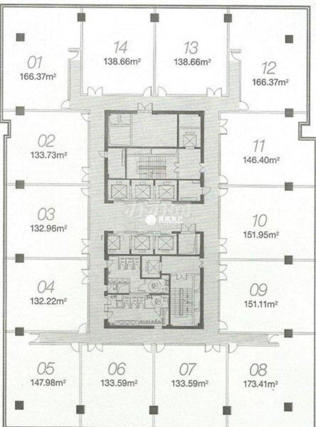 龙华上海绿地中心一期138平米写字楼出租