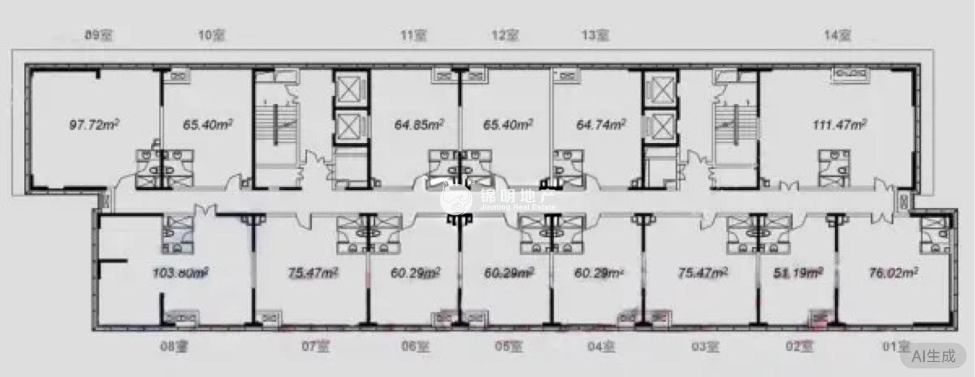 长风北岸长风50平米写字楼出租