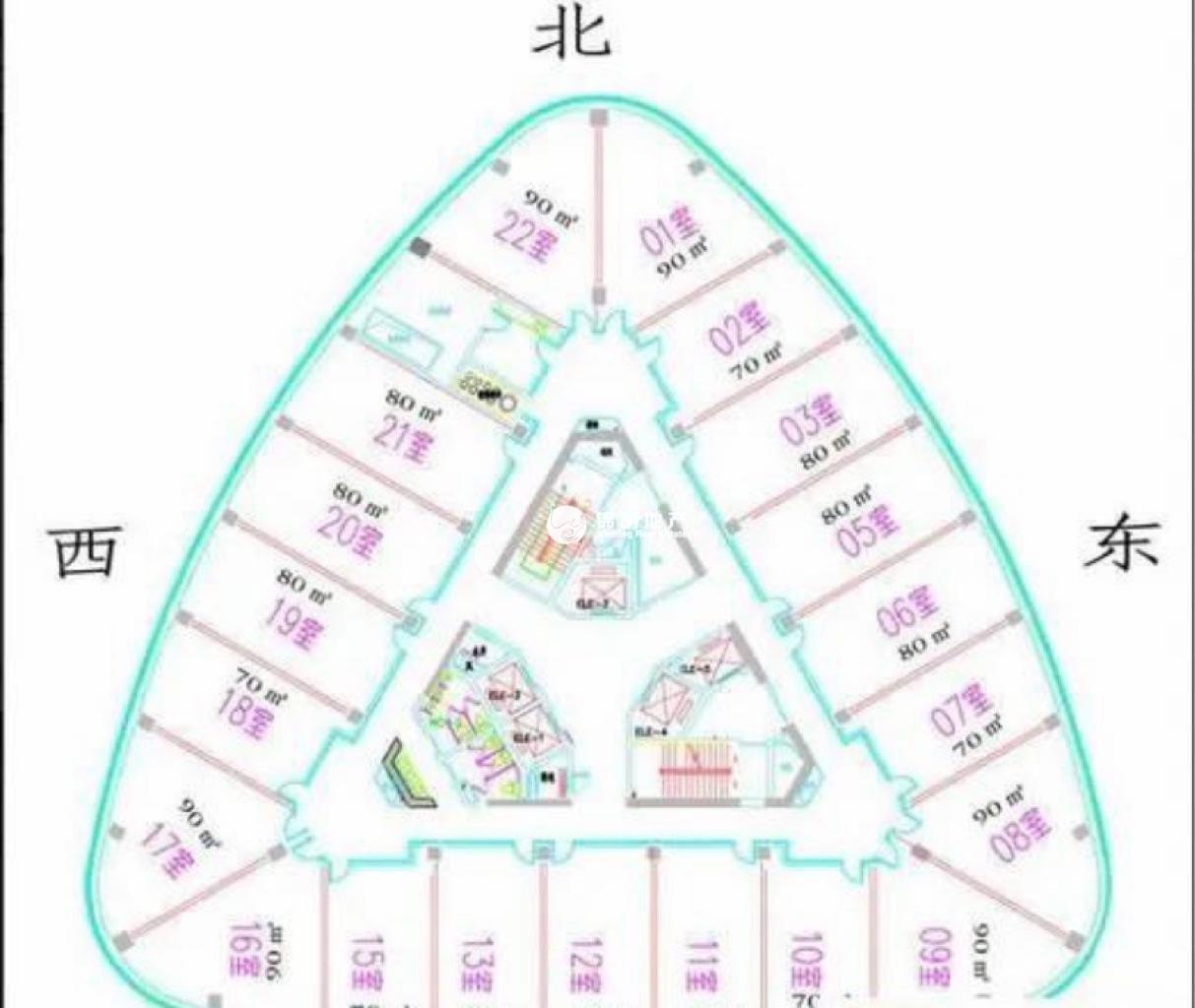 长征绿洲中环中心81平米写字楼出租