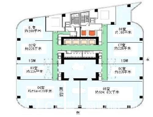 四川北路中信廣場225平米寫字樓出租
