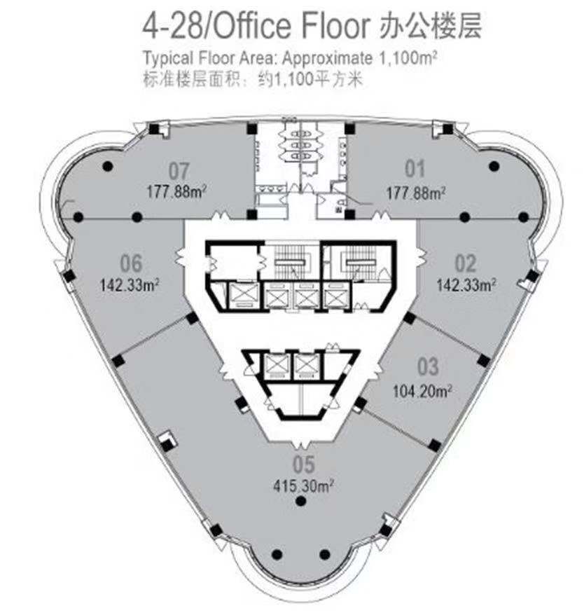 长寿路中港汇大厦178平米写字楼出租