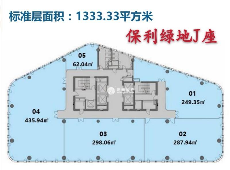 东外滩燕舞东方·保利广场455平米写字楼出租
