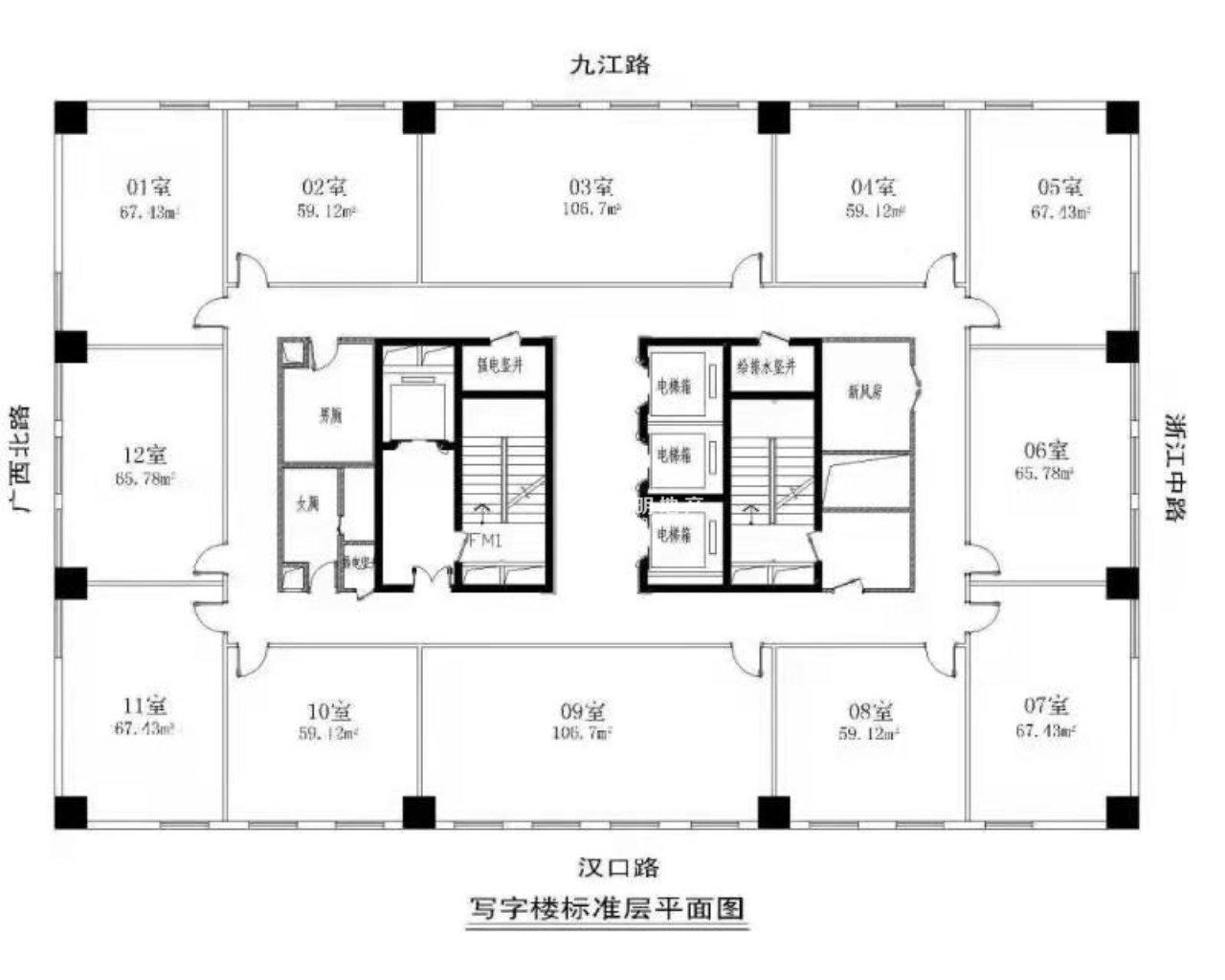 南京东路亚洲大厦65平米写字楼出租