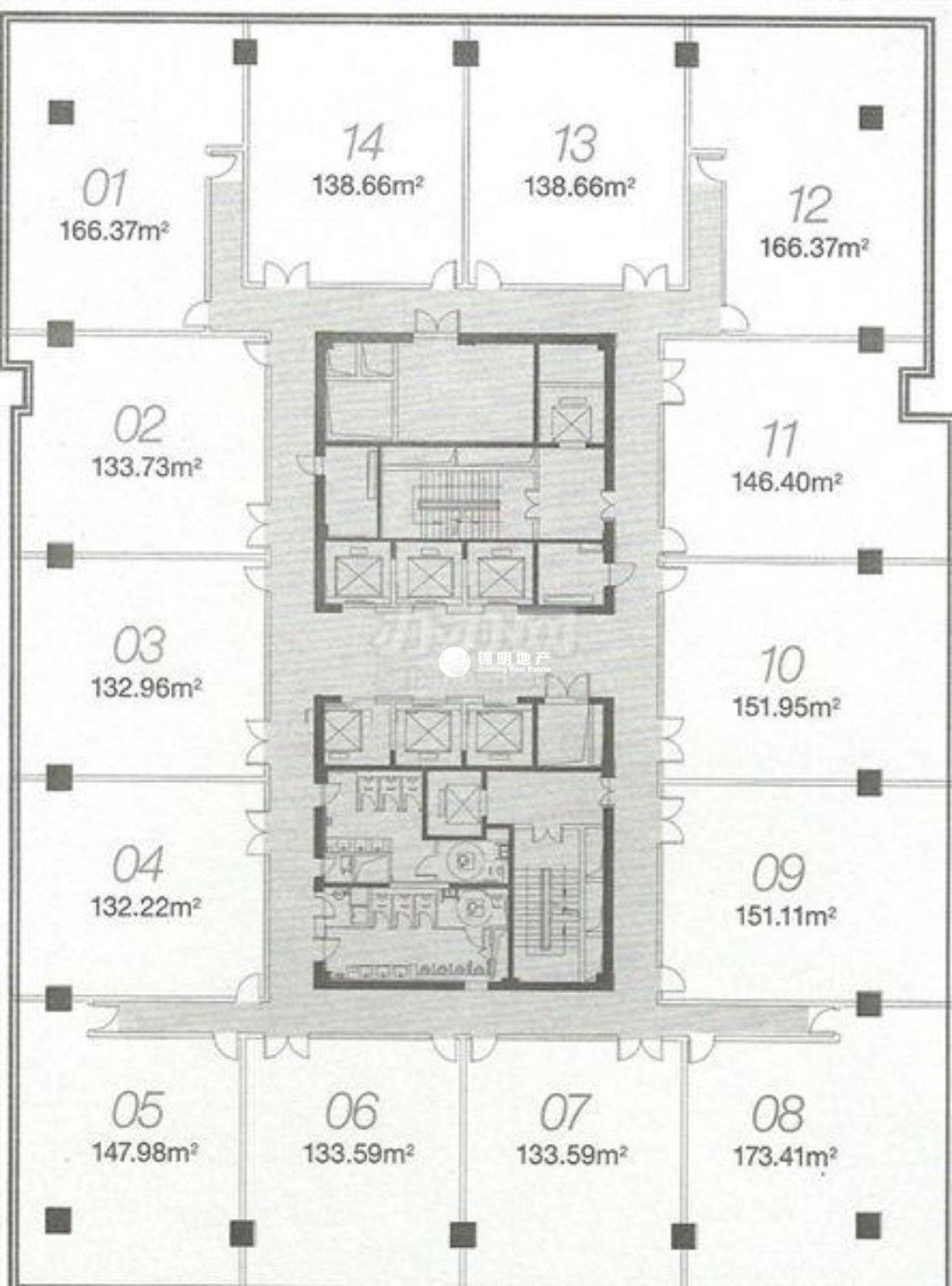 龙华上海绿地中心一期138平米写字楼出租