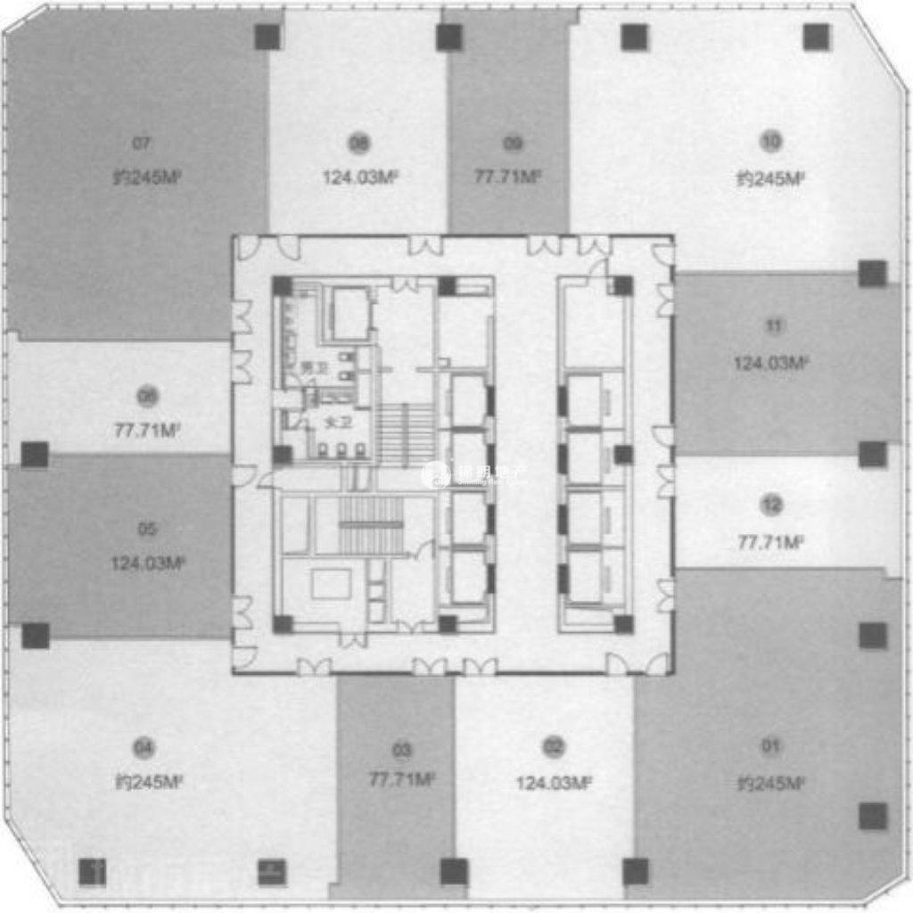 曹杨绿地和创大厦124平米写字楼出租