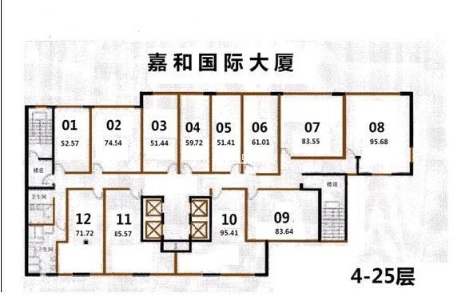 鲁迅公园嘉和国际大厦43平米写字楼出租