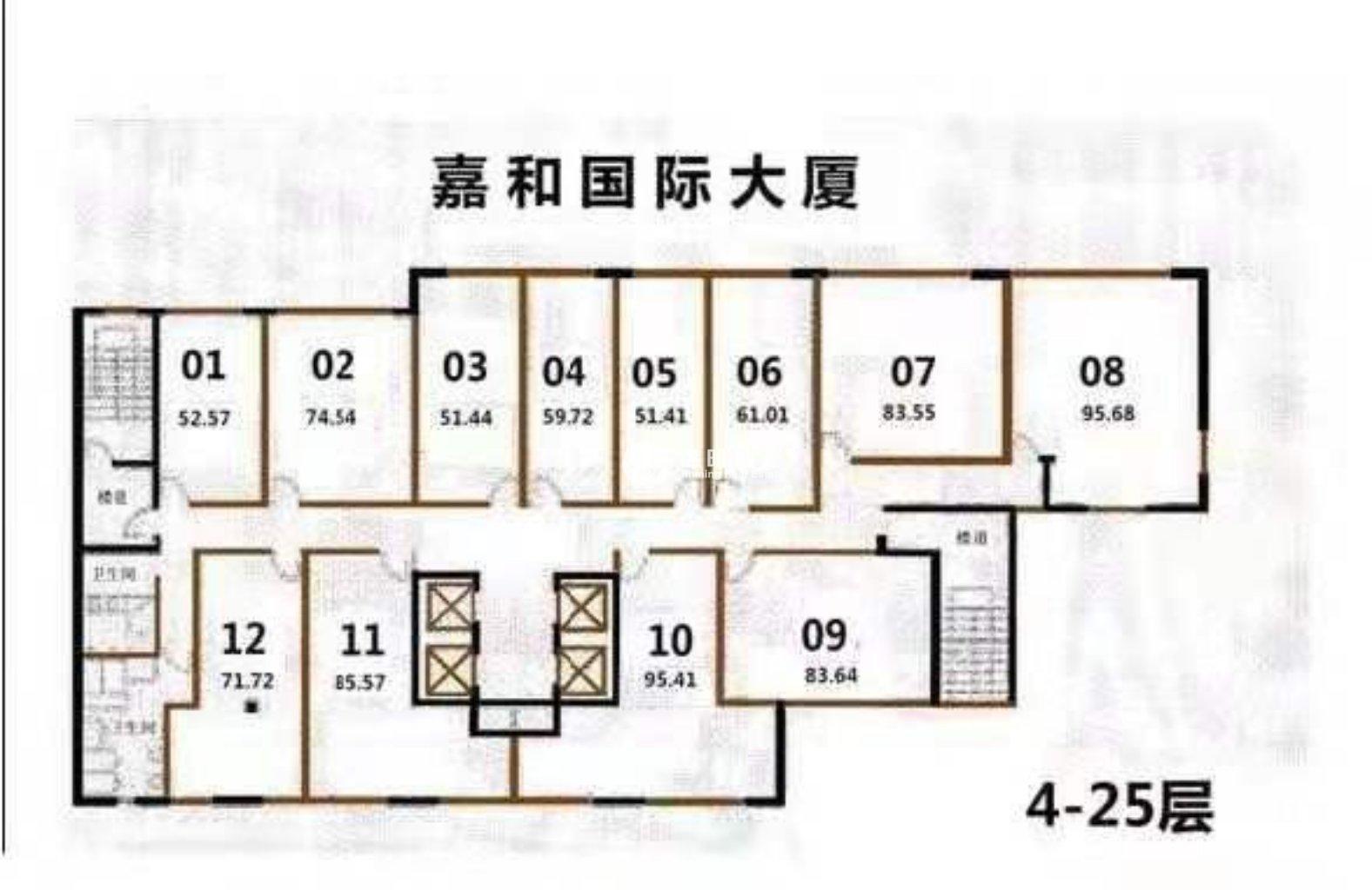 鲁迅公园嘉和国际大厦50平米写字楼出租