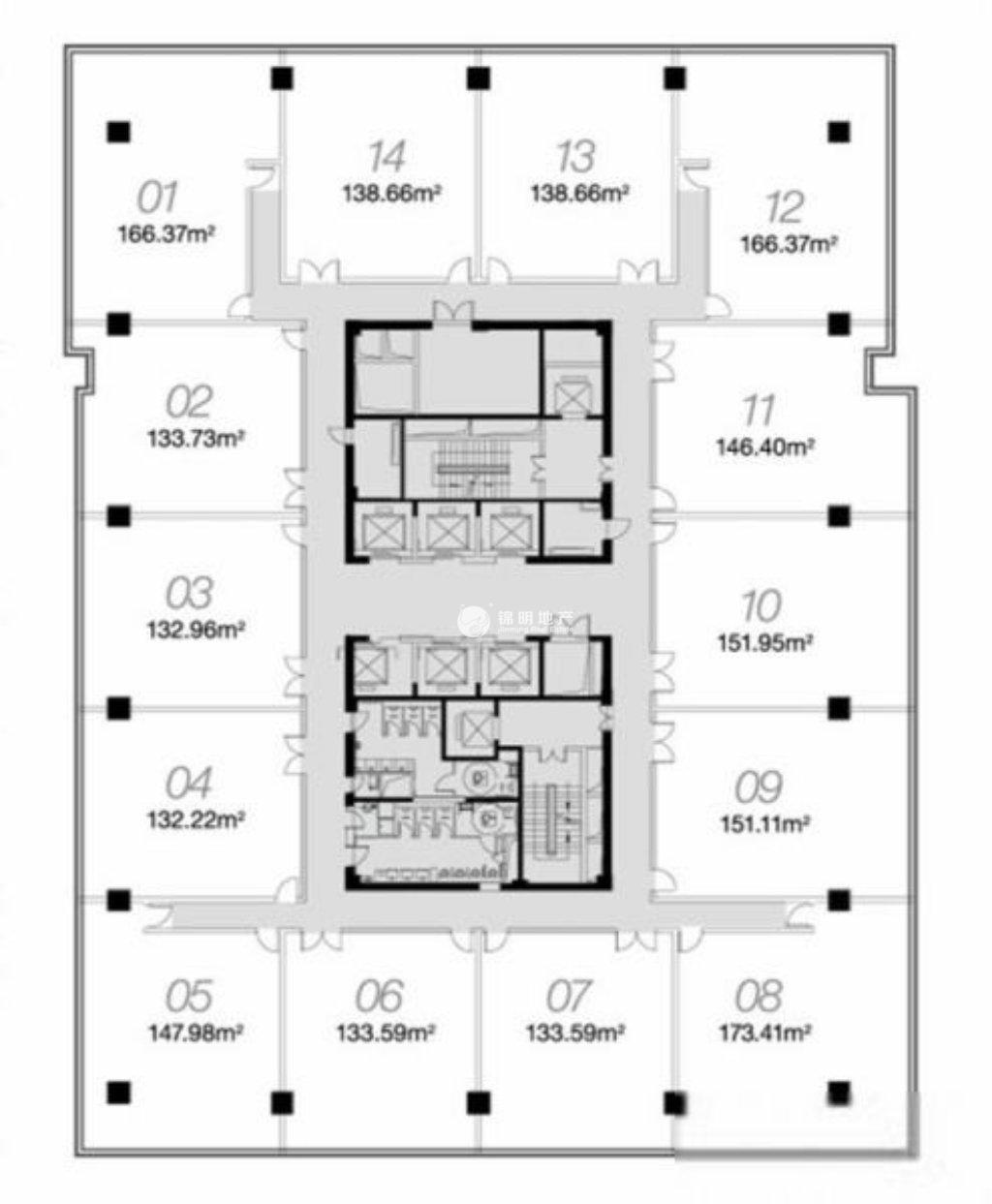 龙华上海绿地中心一期271平米写字楼出租