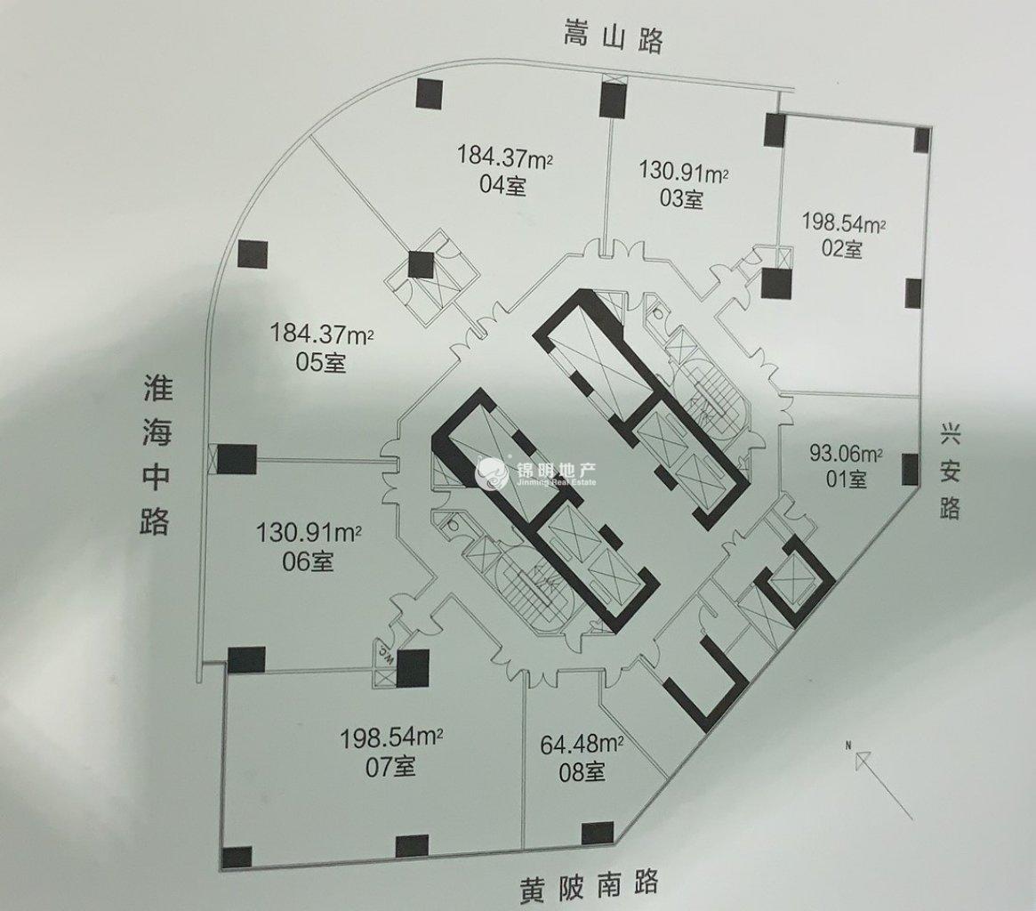 淮海中路香港广场131平米写字楼出租