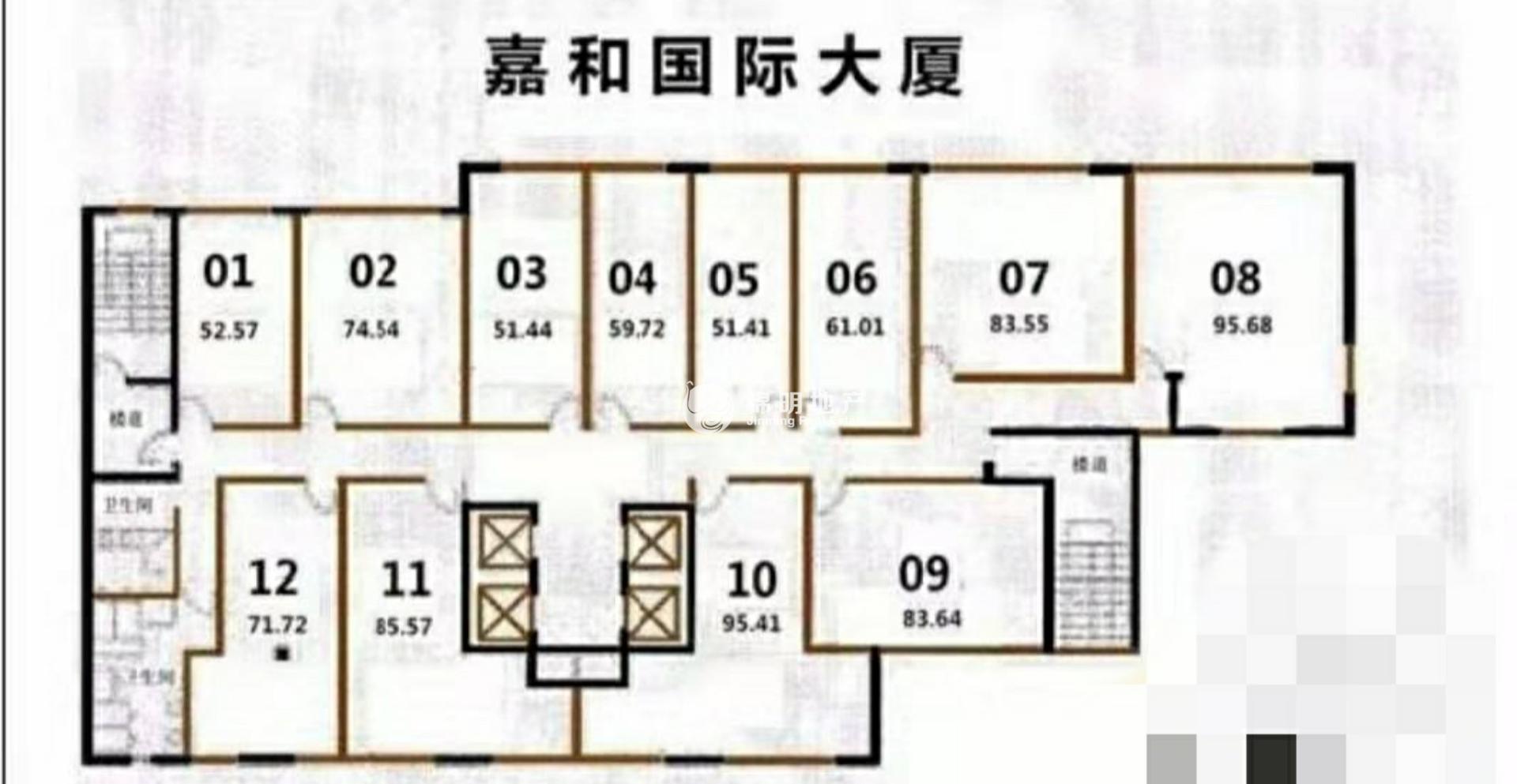 鲁迅公园嘉和国际大厦74平米写字楼出租