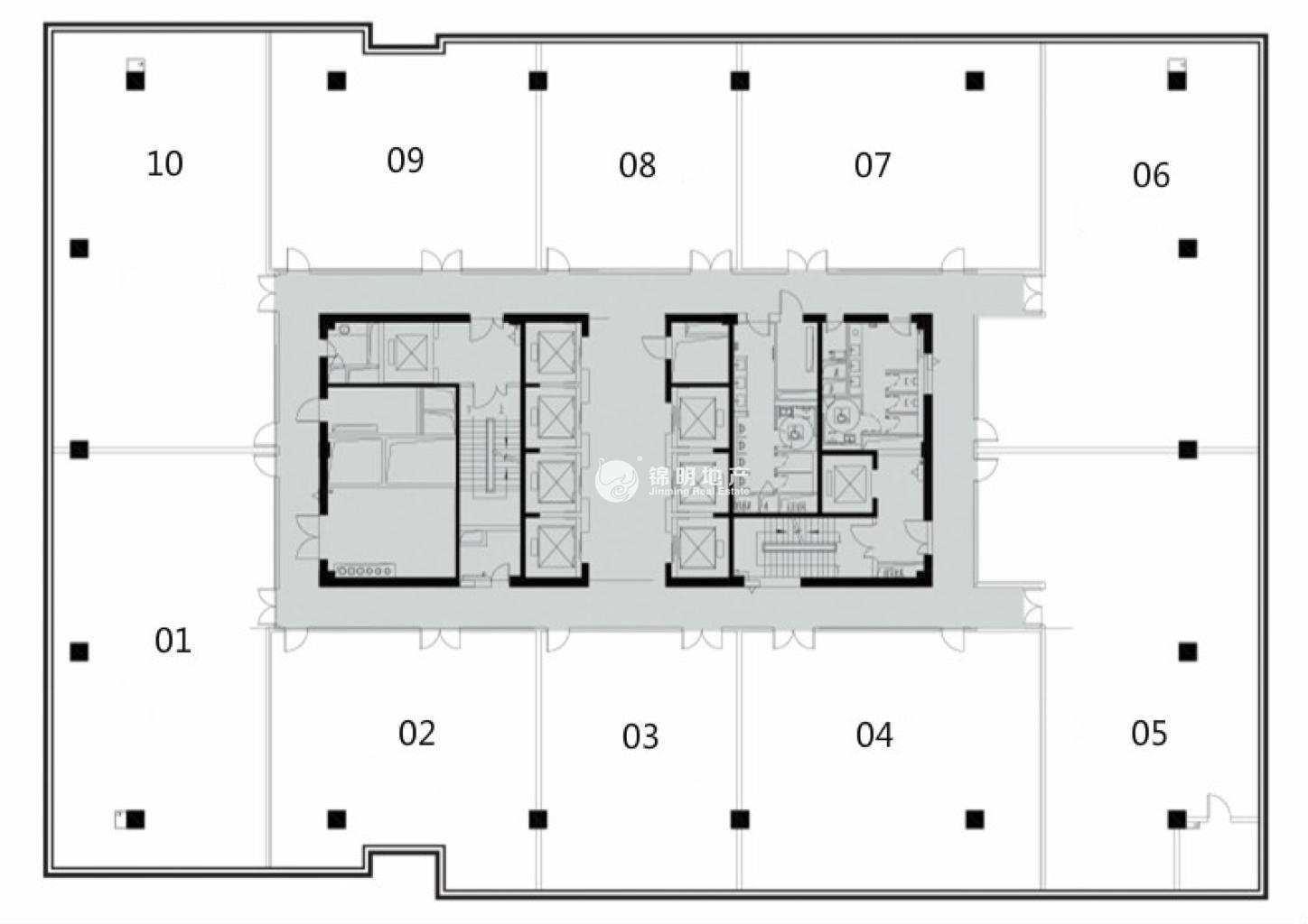 龙华上海绿地中心一期276平米写字楼出租